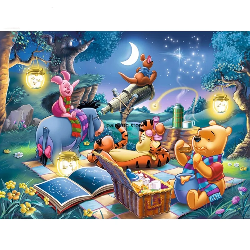 

Disney Diamond Painting 5D DIY Full Round Diamond Mosaic "Winnie The Pooh" Embroidery Cross Stitch Kit Cartoon Animal Home Decor
