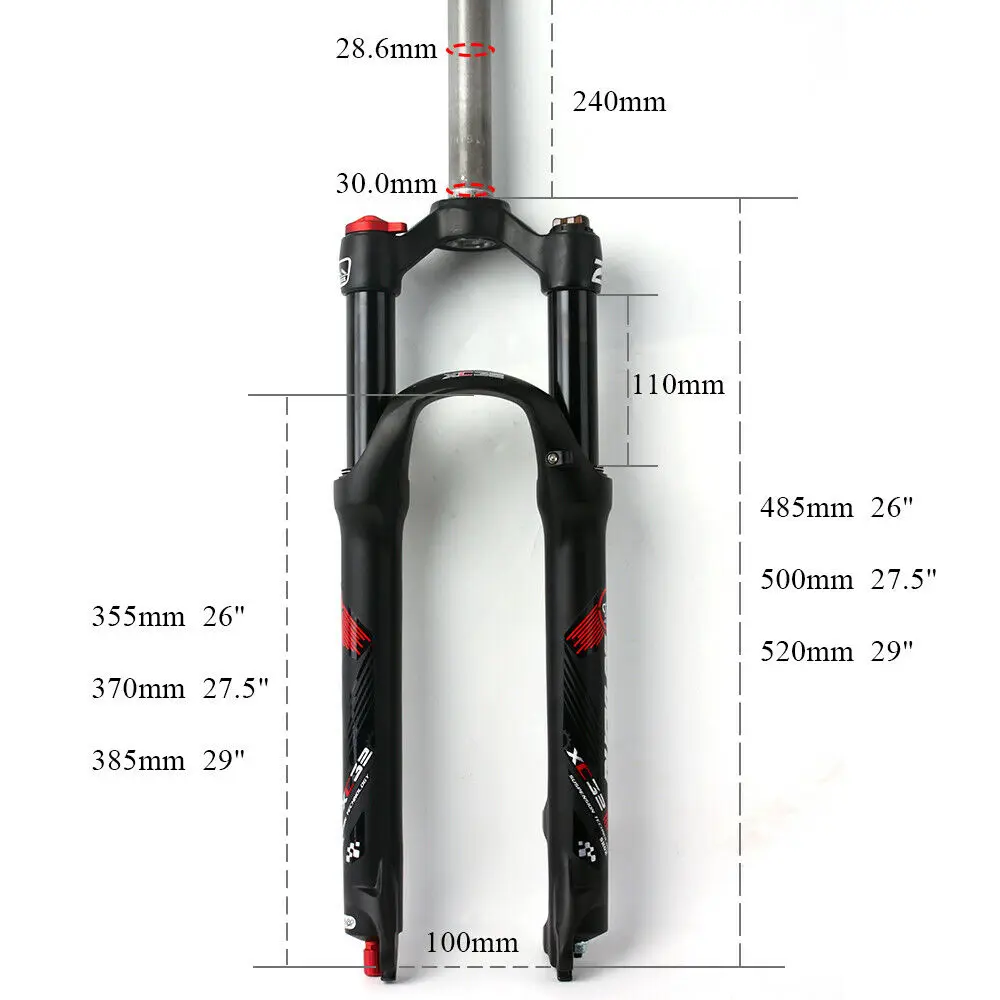 Вилка для горного велосипеда 100 мм путешествий отскок предварительная нагрузка