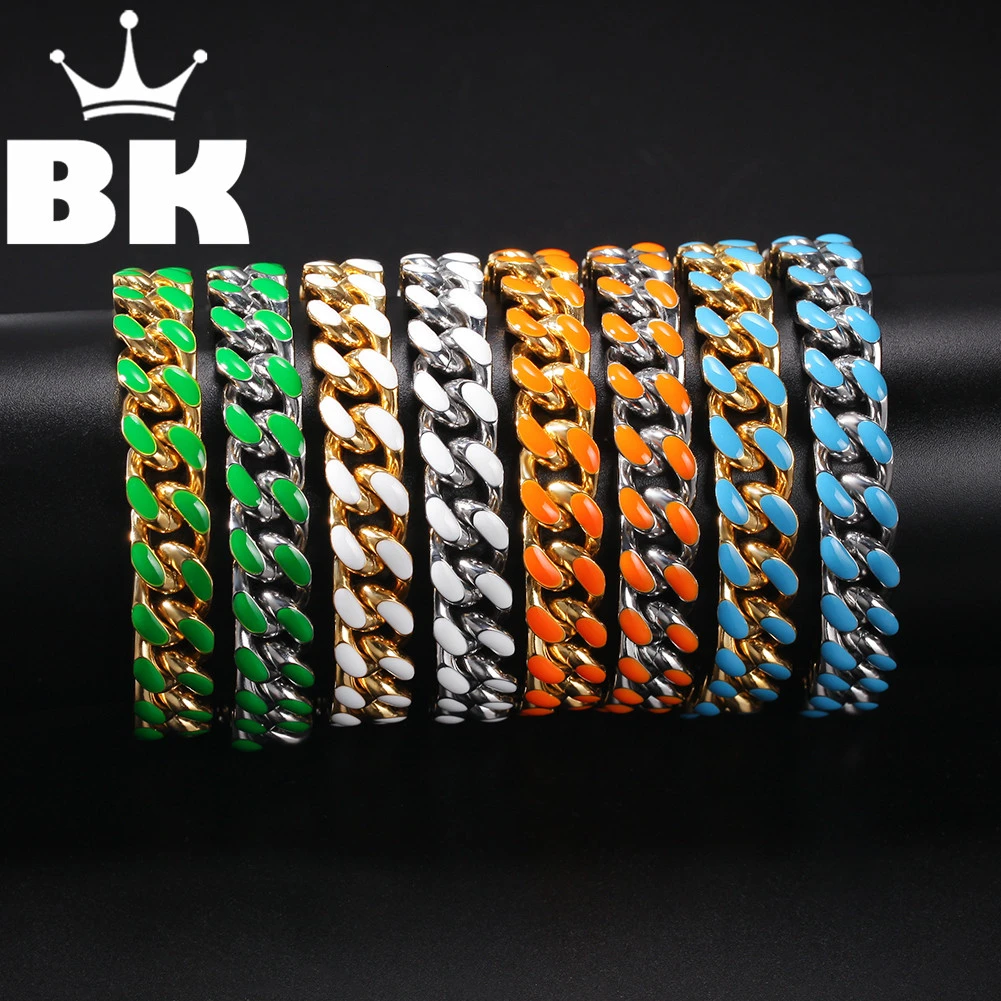 Мужской панцирный браслет Майами из нержавеющей стали толстый золотистый