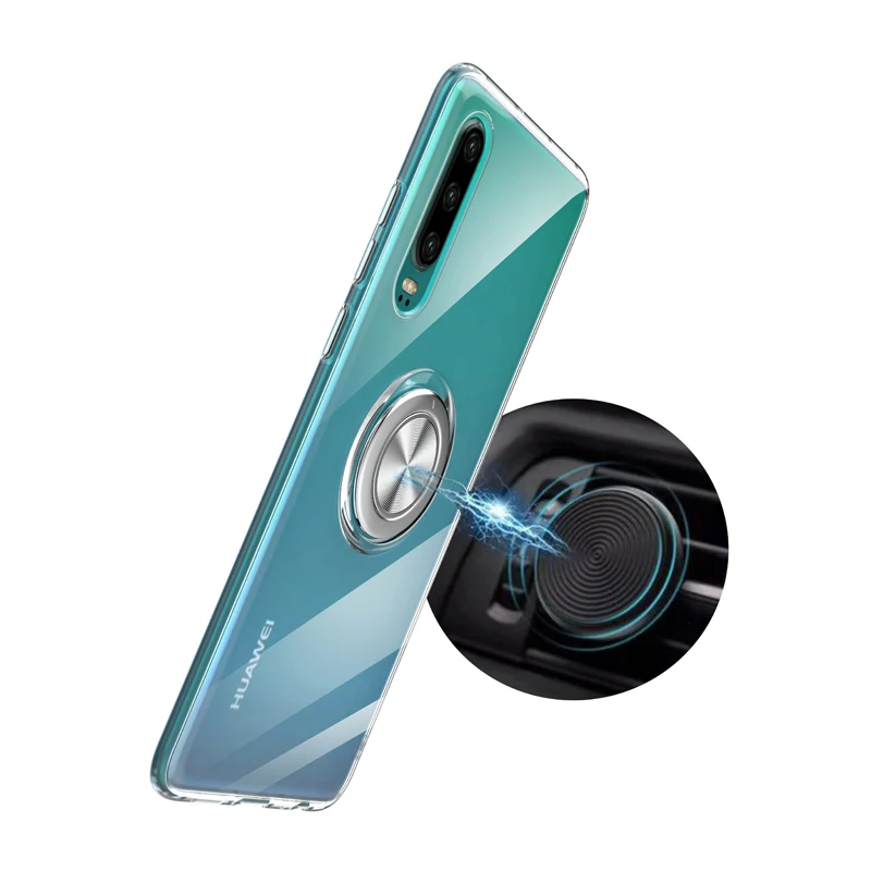 Чехол для Huawei P30 Lite Роскошный чехол с магнитным кольцом-подставкой мягкие