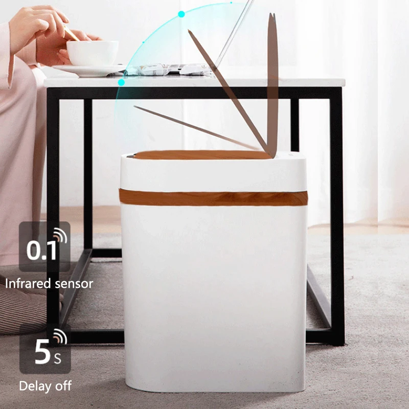 Умное ведро для мусора из искусственной древесины 10 л с сенсорным экраном