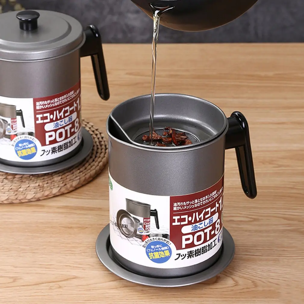 

Stainless Steel Oil Residue Filter Pot Large Capacity Oil Separator Filter Storage Tank Kitchen Tool Oil Bottle