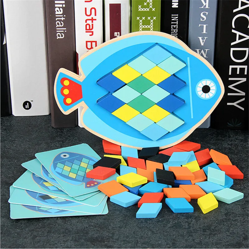 

Cartoon Animal Fish Owl Shape Wooden 3D Puzzle Toy Baby Toys Children Infant Baby Early Learning Educational Wooden Puzzle Toys