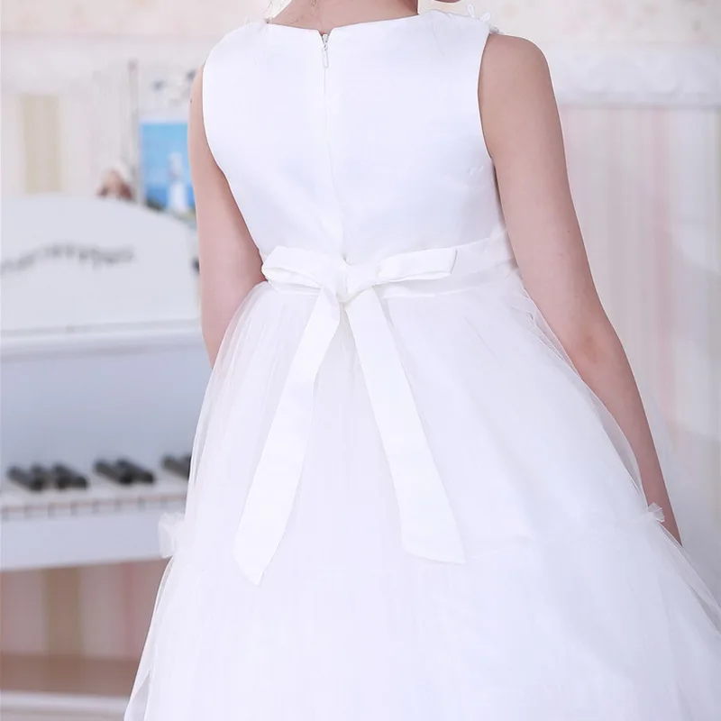 Белое платье принцессы для малышей 1 2 года элегантное кружевное без рукавов