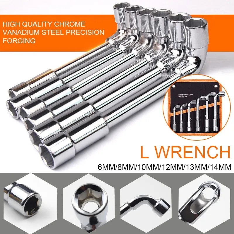 

Набор торцевых гаечных ключей типа L, комплект из 6 предметов для ремонта автомобилей и мотоциклов, увеличенная Шестигранная головка, 6-14 мм