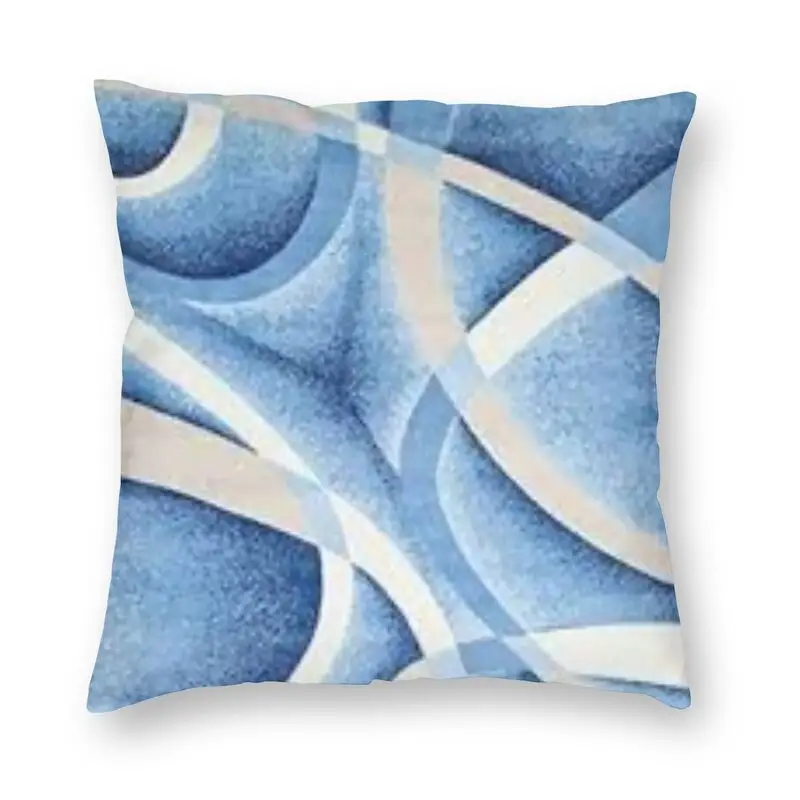 

Modern Abstract Blue White Swirls Square Pillowcover Home Decorative Geometric Pattern Cushions Throw Pillow for Living Room