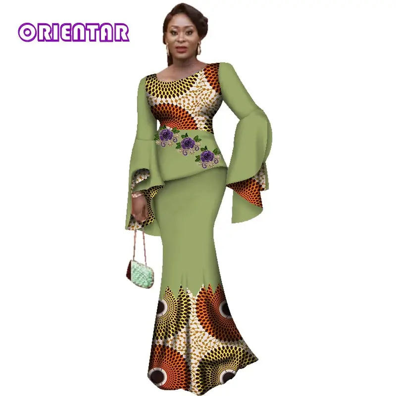 Комплект из 2 предметов с юбкой и аппликацией базин богатая африканская одежда