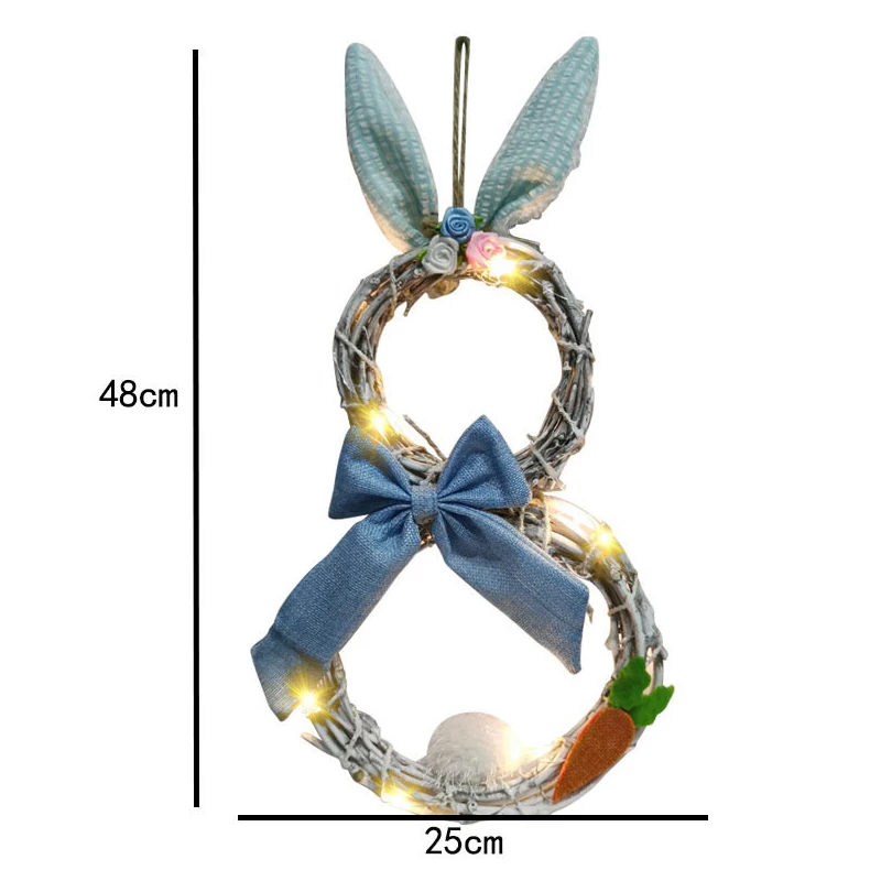

2021 Easter Vines Circle Wreath Decoration With Lights For Home Window Pendant @LS