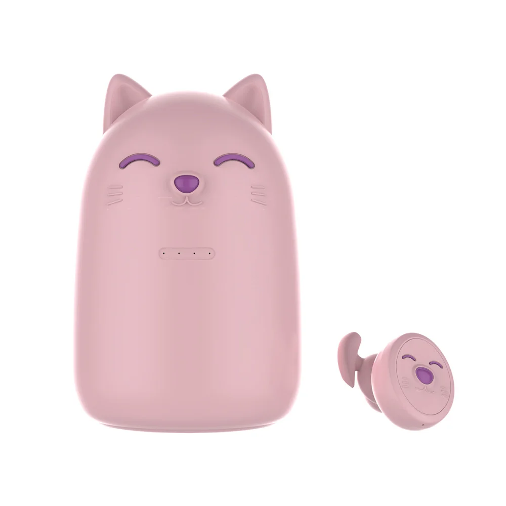 

2021 Original Product Wireless Earphone Bluetooth5.0 Headset Cute Kitten Appearance Macaron Color 2000mAh Battery For Girl Women