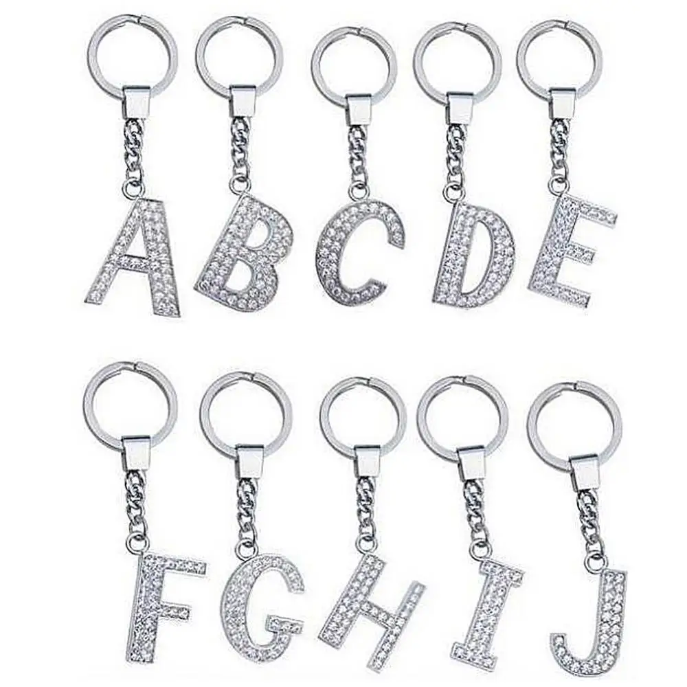 

Stylish Alphabet Rhinestone Inlaid Pendant Keychain Key Ring Holder Bag Hangings
