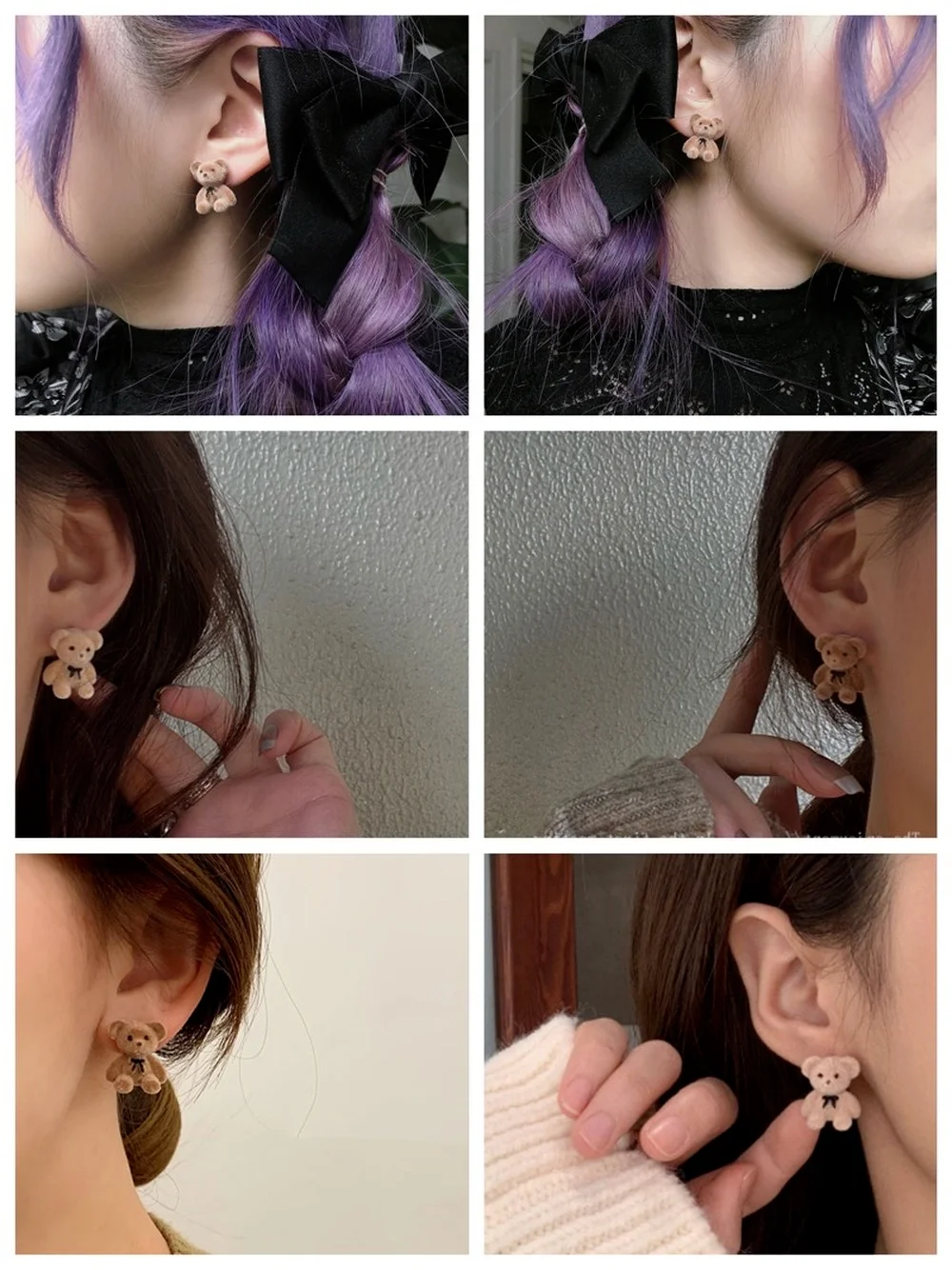 

2021 new European and American ladies party alloy sweet chocolate bear ear clip design sense fashion trend style ear clip
