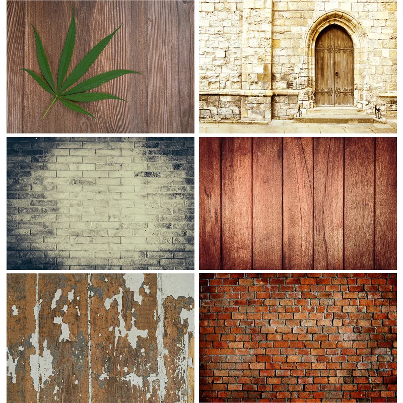 

SHENGYONGBAO Vinyl Old Shabby Brick Wall Wood Plank Photography Background Vintage Backdrops for Studio Props 20926 FGL-05