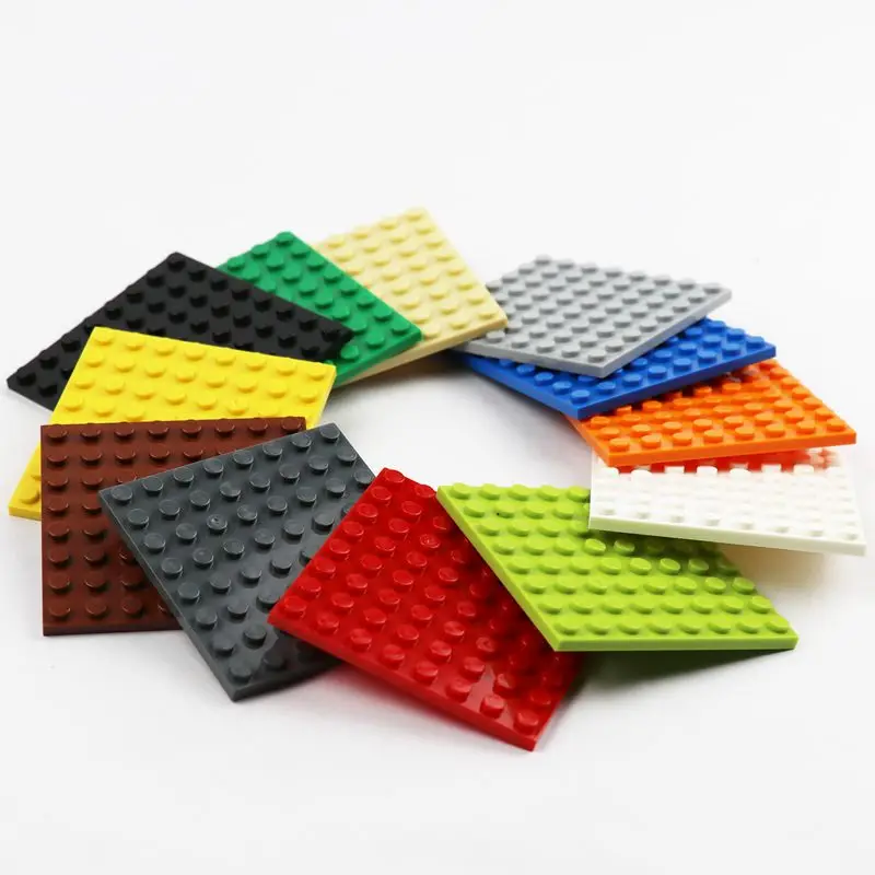 

10 pcs New Rainbow Bricks Baseplate 8 x 8 Dots Building Blocks Sets Accessories Compatible with Lego Part 41539 Kids DIY Toys