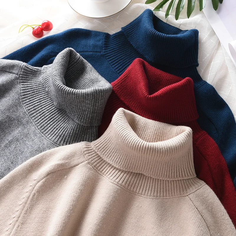 Свитер женский кашемировый с высоким воротником и длинным рукавом Осень-зима 2019 |