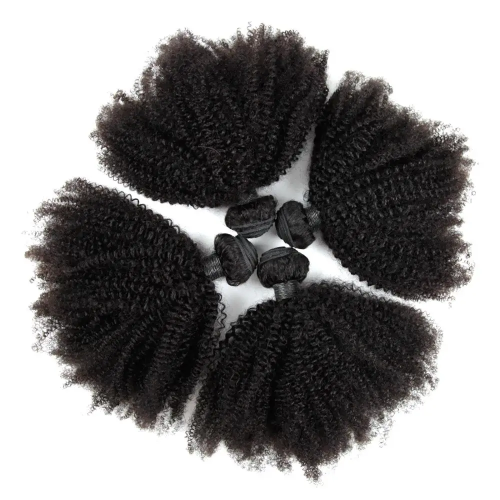 Индийские афро кудрявые вьющиеся волосы пряди 4B 4C человеческие 3/4 шт 8 30 дюймов Remy