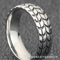 the new three dimensional carved tire ring european and american men and women couple jewelry
