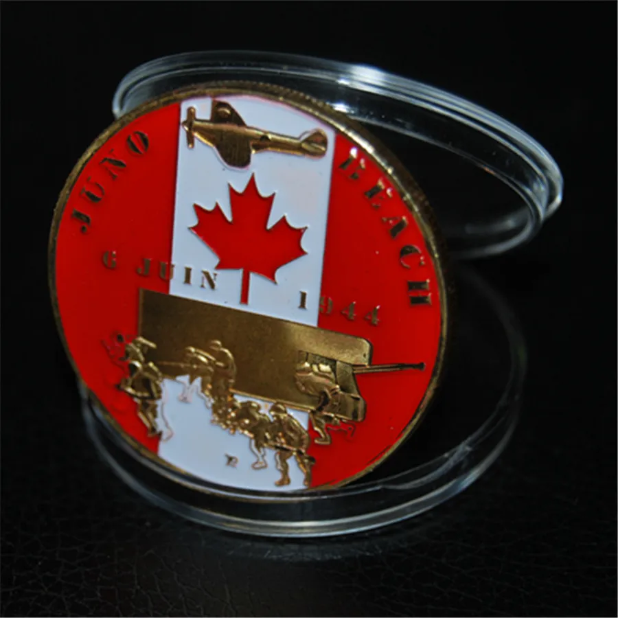 

Canadian souvenir for collection Canada infantry division WW2 D-Day Juno Beach gold plated coin Canada commemorative coins