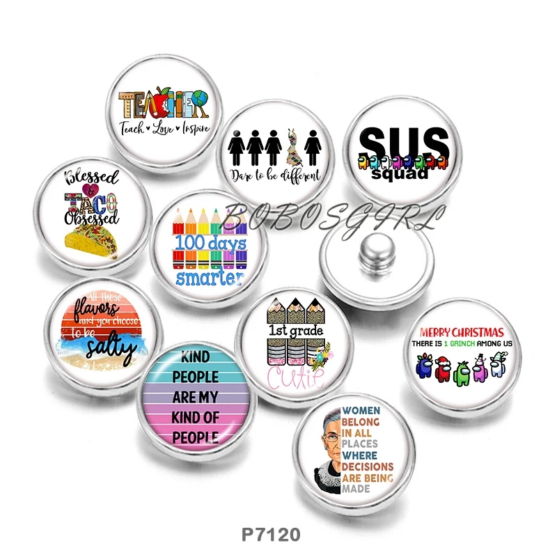 

TEACH 12mm18mm 20mm Snap button jewelry DIY Bracelet Round photo glass cabochons P7120