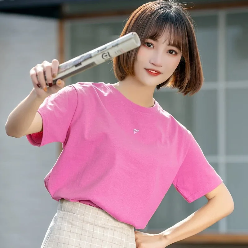 

T-Shirt Women Short Sleeves Shirt 100% army green Cotton Awesome Femme Summer Top