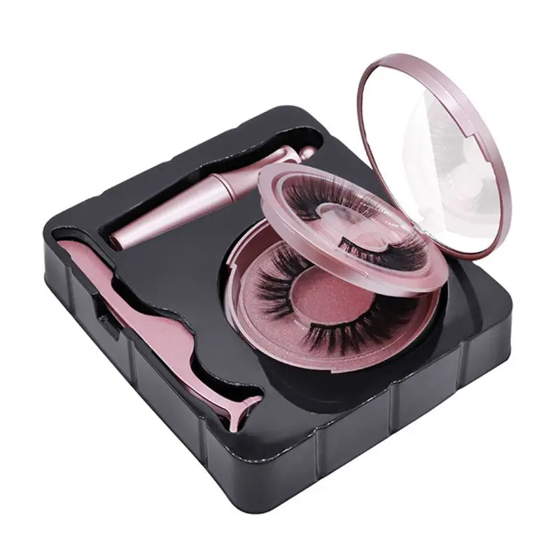 

2 Pairs 3D Magnetic Eyelashes with Magnetic Eyeliner and Tweezer Set Long False Eye Lashes Beauty Makeup Tool