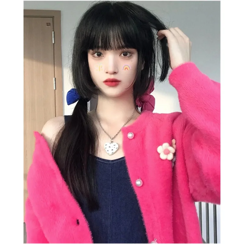 Женский однотонный Кардиган с длинным рукавом однобортный свитер в американском