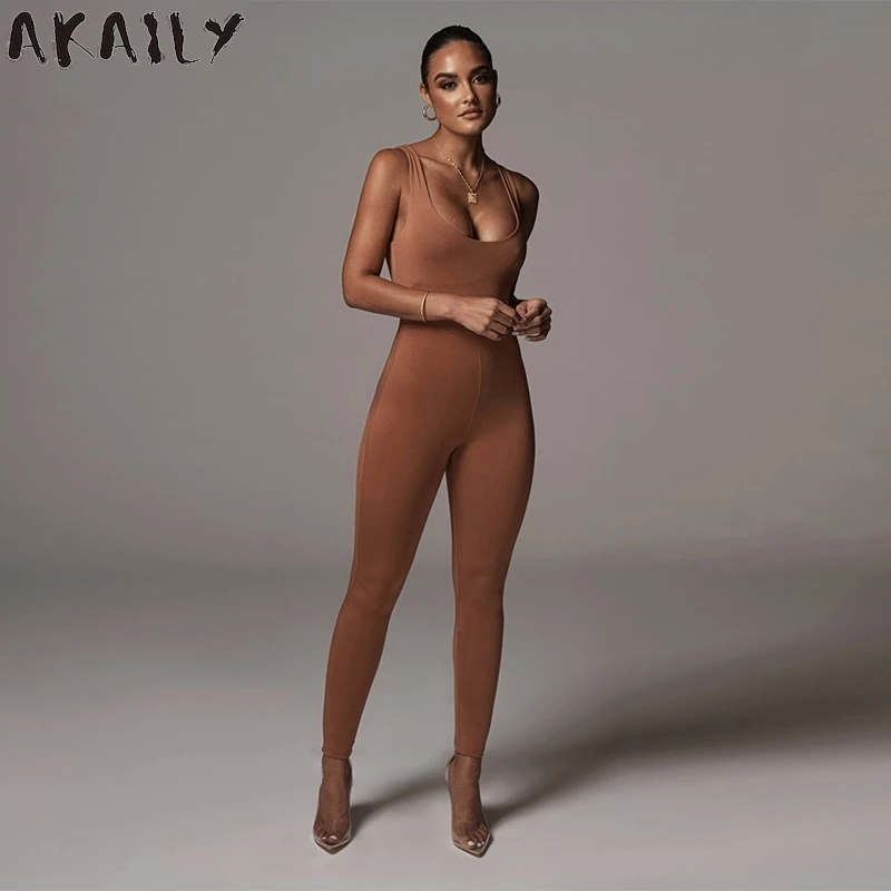 

AKAILY Bodycon Elastic Bodycon Slim Romper Female Black White Turtleneck Solid Jumpduit Women One Piece Outfit Jumpsuit Ladies