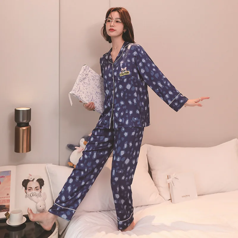

Loose Two Piece Women Pajamas Sets Satin Sleepwear Nightwear Summer New PJS Suit Outfits Pyjamas Home Clothes 2021 New Homewear