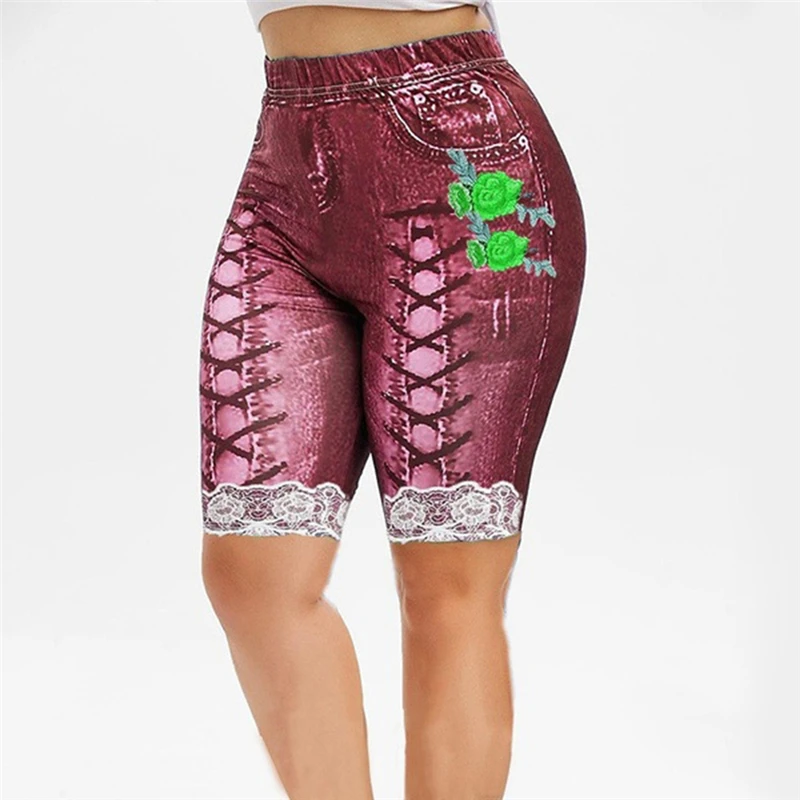 

Slim Stretch Trousers New Ladies Knee Length Pants Women Fashion Printed Skinny Pants High Quality Female Plus Size Trousers