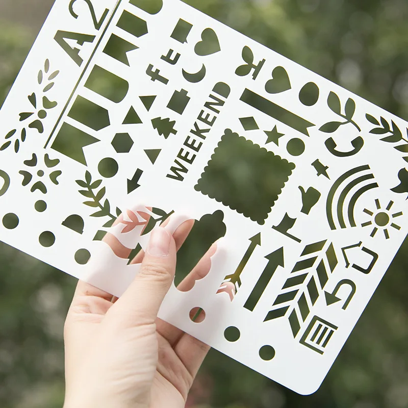 

14.7*21CM Geometry Scrapbook Stencils Spray Plastic Mold Shield DIY Cake Hollow Embellishment Print Lace Ruler Valentine