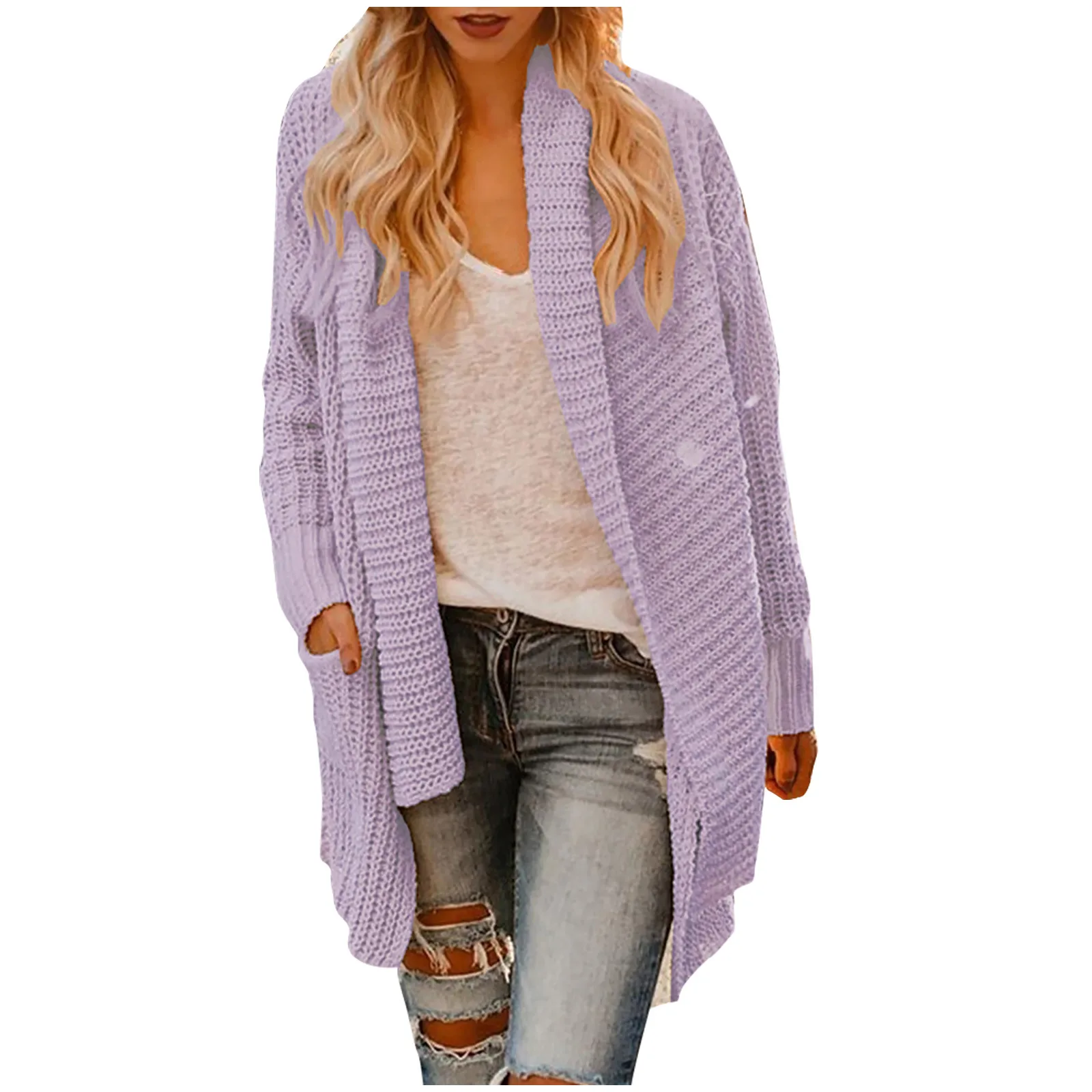

2021 New Cardigan Coat Womens Pockets Sweater Long Women Warm Sweater Thick Knitted Female Sweater Lapel sweater Winter Tops