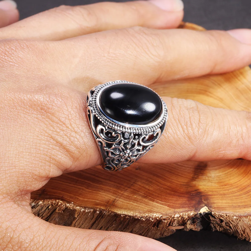 Реальные твердого стерлингового серебра 925 мужские кольца в винтажном стиле