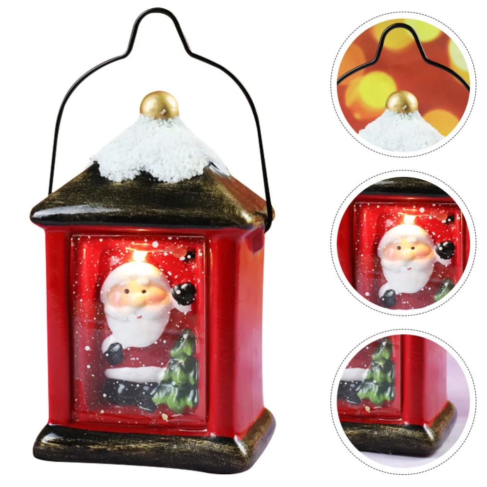 

1 Pc Decorative LED Bedside Lamp Festive Ornament Ceramic Christmas Gift (Red)