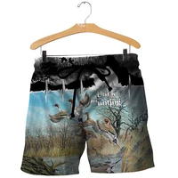 summer mens fashion shorts cute duck hunting pattern 3d printing quick drying casual shorts unisex stretch belt pants costumes