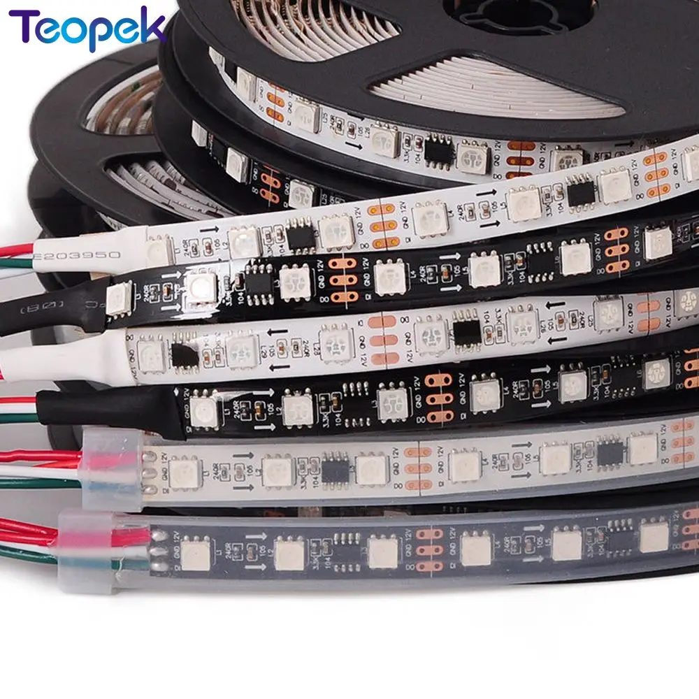 Светодиодная лента WS2811 30/48/60 светодиодов/м 10/16/20 шт. ws2811 ic/meter DC12V белый/черный PCB 2811