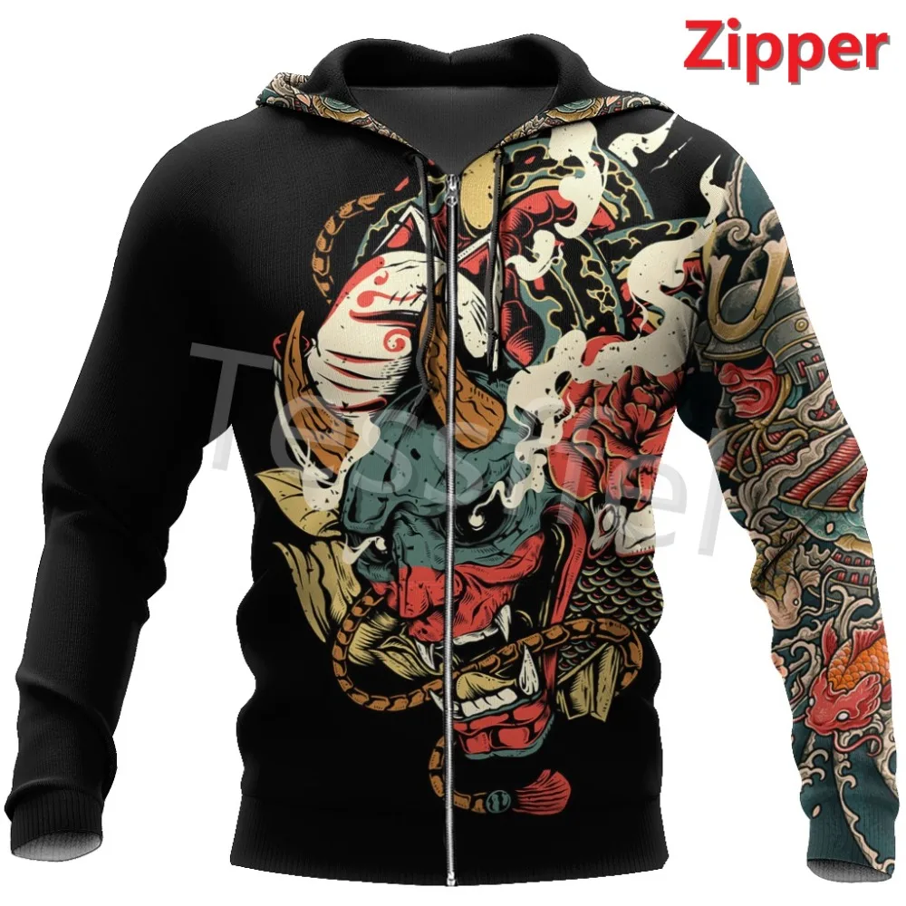 

Samurai Tattoo Art 3D Print Spring Autumn Hoodie Man Women Harajuku Outwear Zipper Pullover Sweatshirt Casual