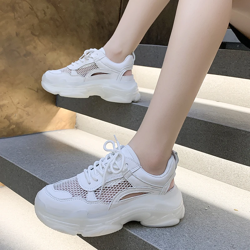 

2021 Brand Sneakers Women Platform Shoes Fashion Breathable Ladies Trainers Thick Bottom Chunky Sneakers Women Chaussure Femme