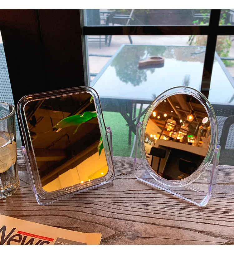 Стильное прозрачное двухстороннее косметическое зеркало Кристальное для