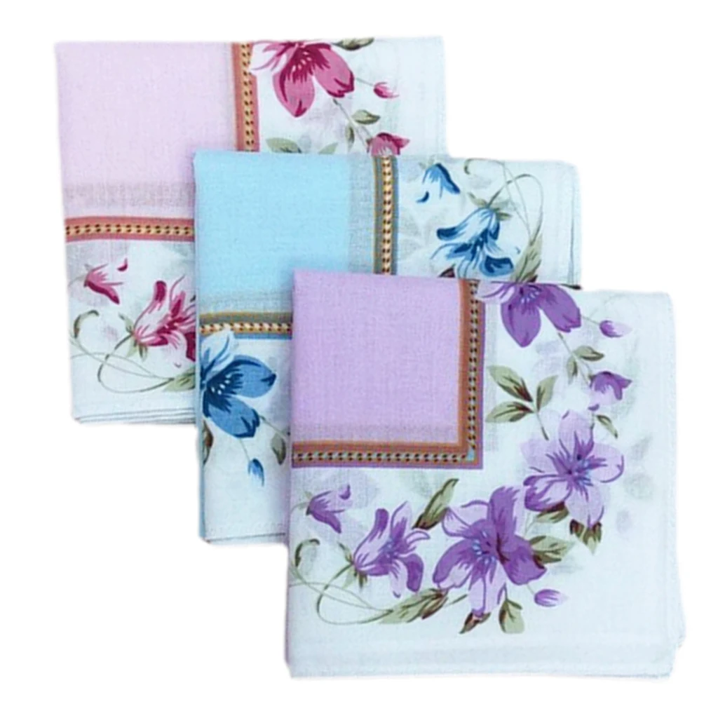 

Lot of 12 100% Cotton Floral Print Ladies Handkerchiefs for Use