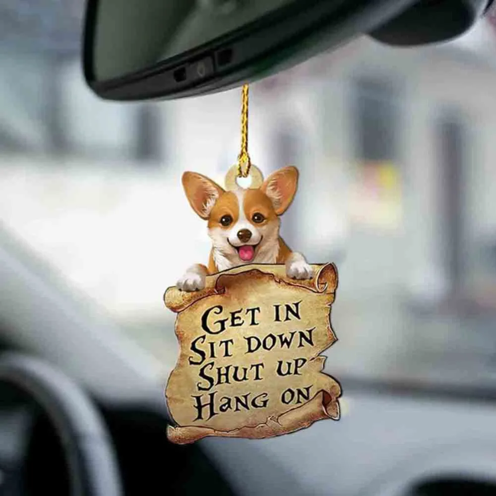 

Car Pendant Funny Dog Hanging Ornament Keychain Charms Decoration Car Rearview Mirror Bag Pendant Home Decor Double Side