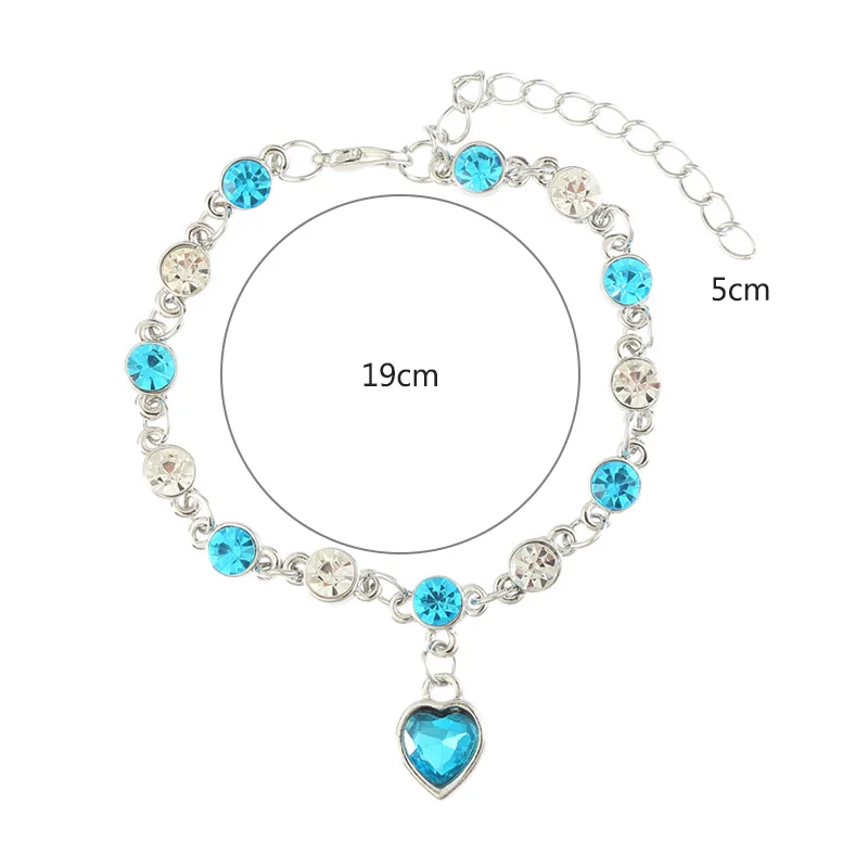 

Crystal Diamond Bracelet New Fashion Crystal Diamond Bracelet Ocean Diamond Bracelet 925 Silver Blue Love Women's Hand Jewelry