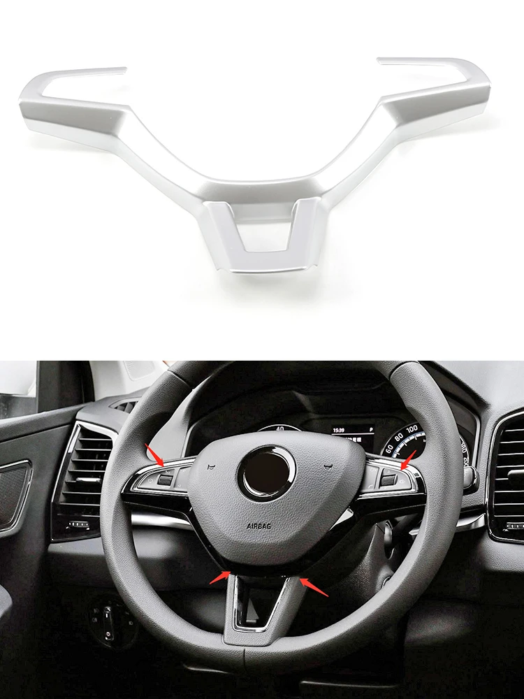 

Накладки на руль для Skoda Karoq, рамка, панель, значок, декоративная наклейка из АБС-пластика, хромированные аксессуары для интерьера