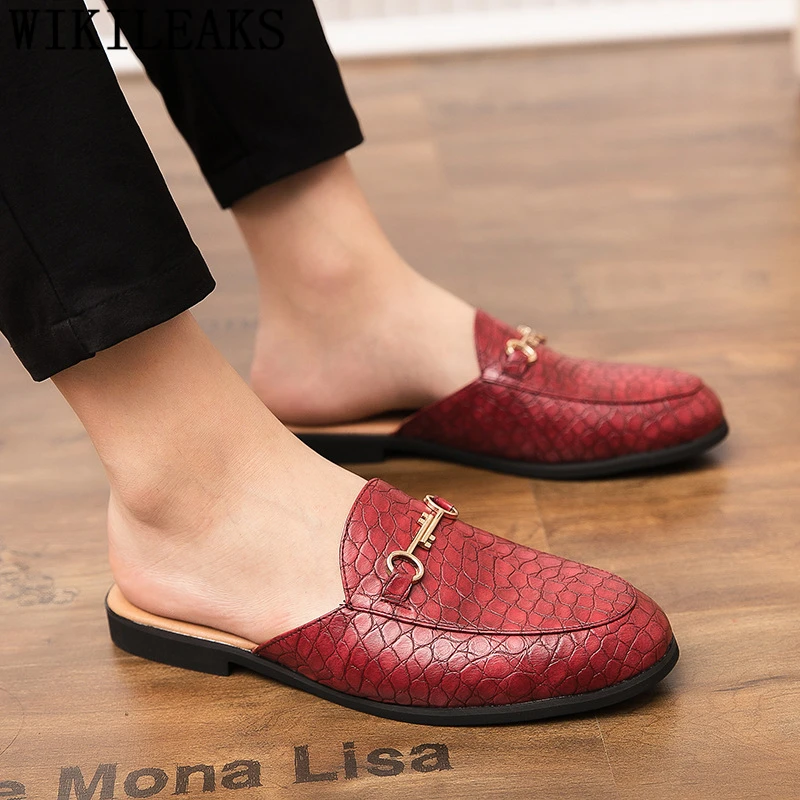 Мужские кожаные туфли без задника черные роскошные повседневные застежки | Обувь