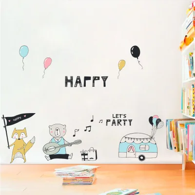 Наклейки на стену из мультфильма Медвежонок и Лисичка вечерние настенные