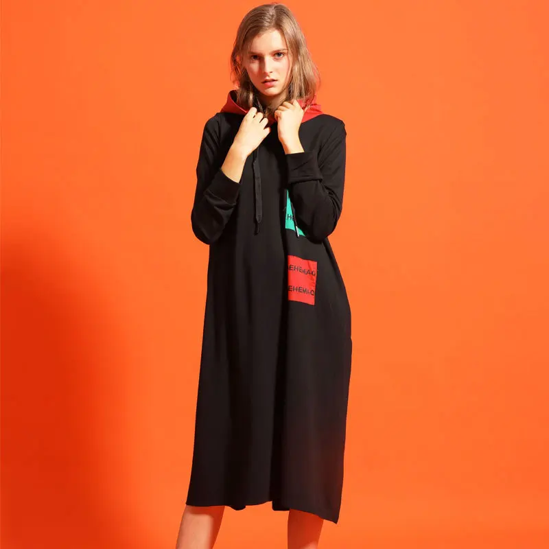 Max LuLu новые корейские модные роскошные уличные женские длинные платья с капюшоном с принтом женские винтажные Лоскутные Повседневные платья