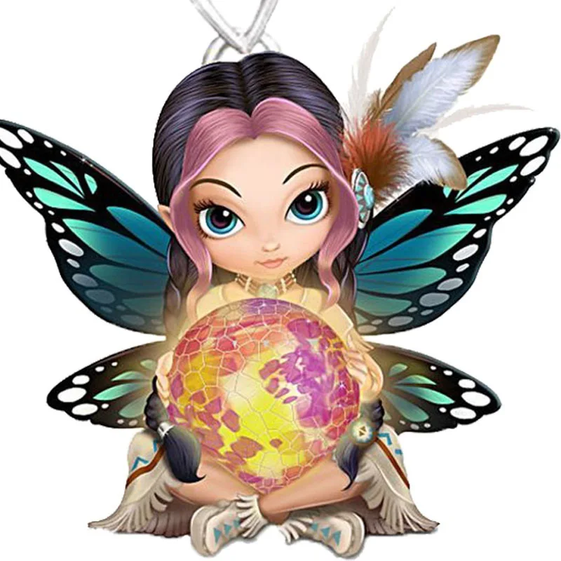 

Simple Cartoon Elf girl 3D Printing Choker Elegant Divination Girl Pendant Casual Party Necklace Jewelry