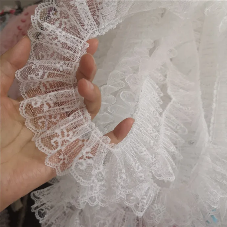 1 ярд плиссированная кружевная лента из гипюра белого черного цветов 5 см|Кружево|