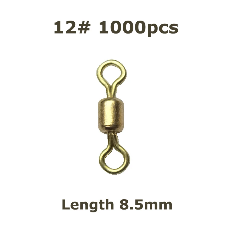 Wholse золотой рыболовный разъем Rolling Swivel 1000 шт./лот 8#10#12# основная линия подсоединение кольцо рыболовные принадлежности PESCA - Цвет: 1000pcs size 12