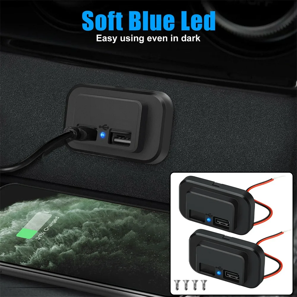 

2 шт., автомобильное зарядное устройство с двумя USB-портами, 12-24 В, 4,8 А