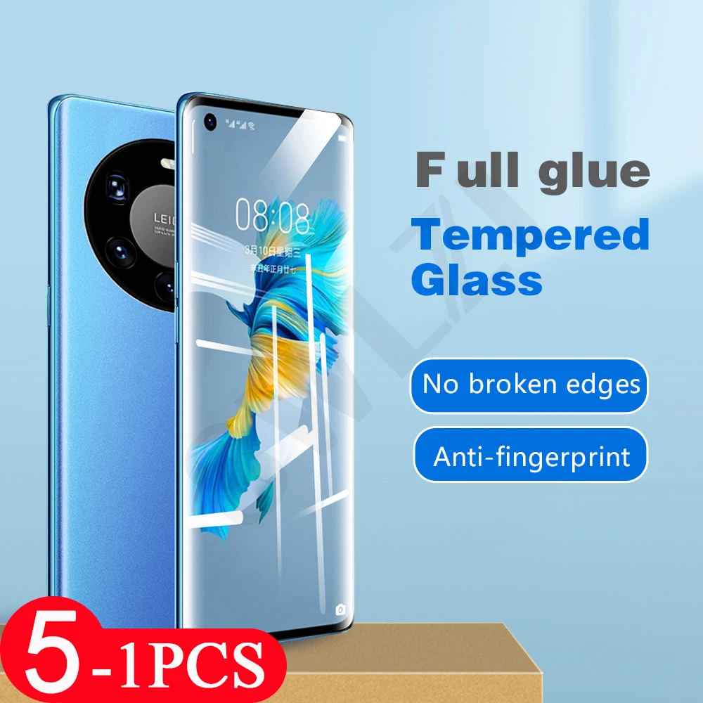 

5-1Pcs Tempered glass film for Huawei mate 40 RS 30 30E 20 pro plus 40E P40 P30 P20 lite E 20X protective phone screen protector