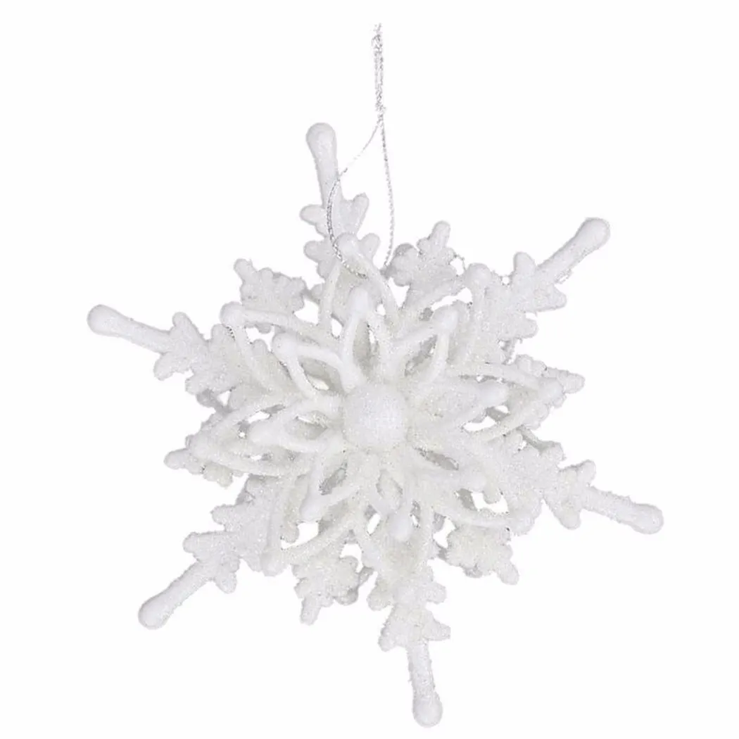 

1PCS Simulation Snowflake Christmas Decorations Ice White 3D Snowflake Plastic Glitter Xmas Hanging Christmas Tree Pendant 12cm